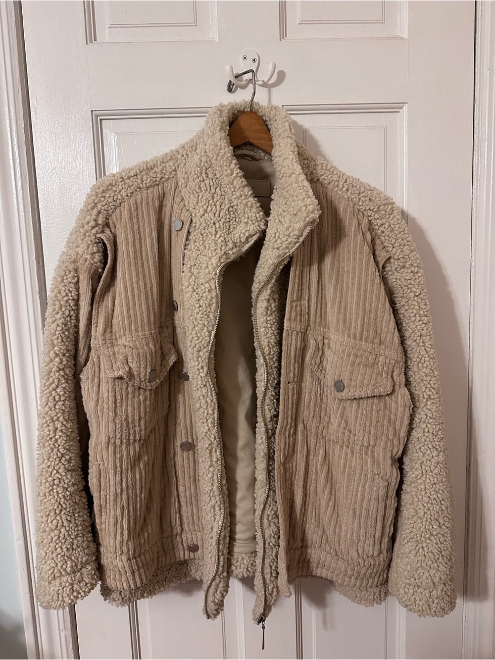 Blank NYC Beige Corduroy & Sherpa Oversized Jacket